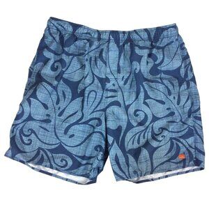 Cova Swim Trunks Size 2XL Shortie Shorts Blue Swirls Drawstring Waist